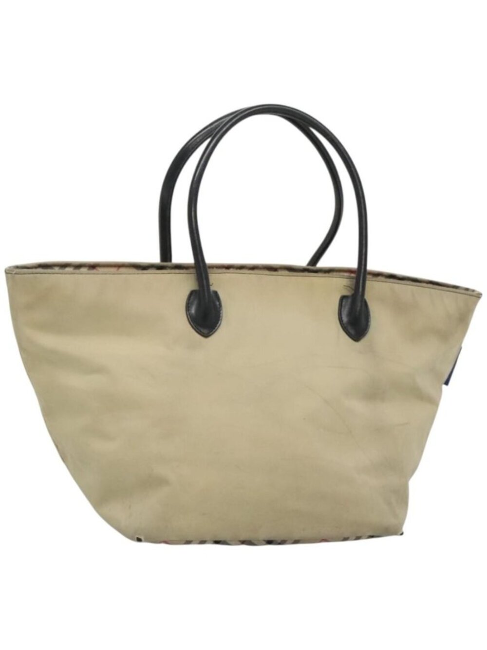 Burberrys Blue Label Tote Bag Nylon Beige Silver